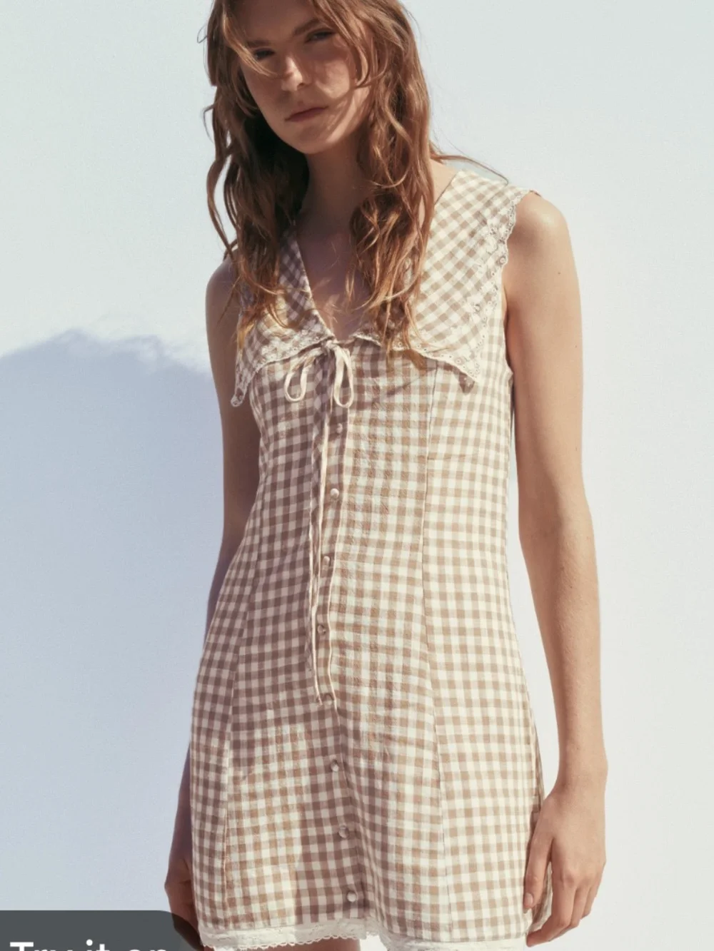 Gingham Tie-Front Sleeveless dress